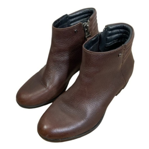 SOREL Danica Womens Waterproof Side Zip Leather Ankle Chocolate Boot Size 7.5 - Picture 2 of 14